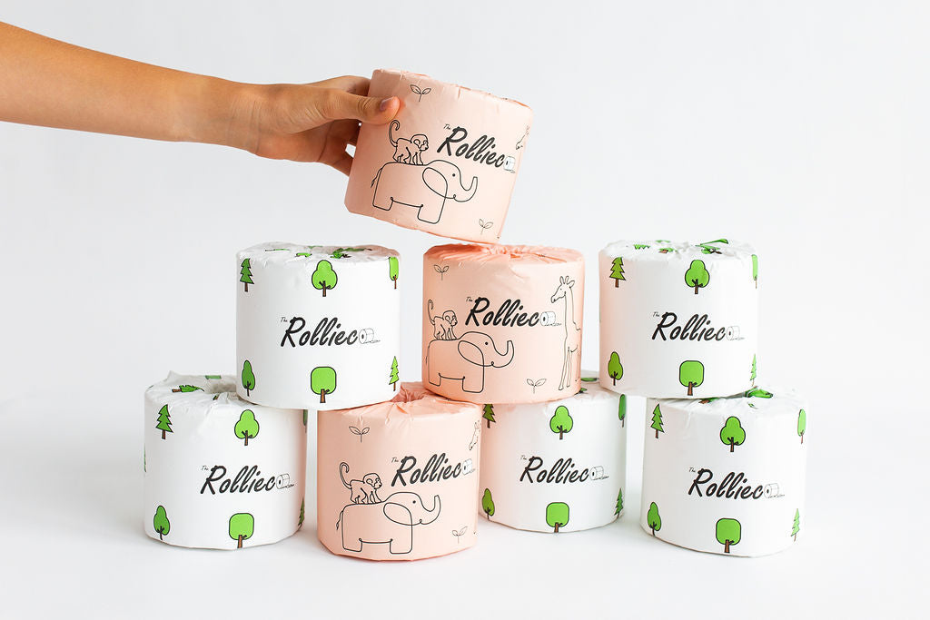 8 rolls double length (400 sheets) 3-ply 100% recycled toilet paper